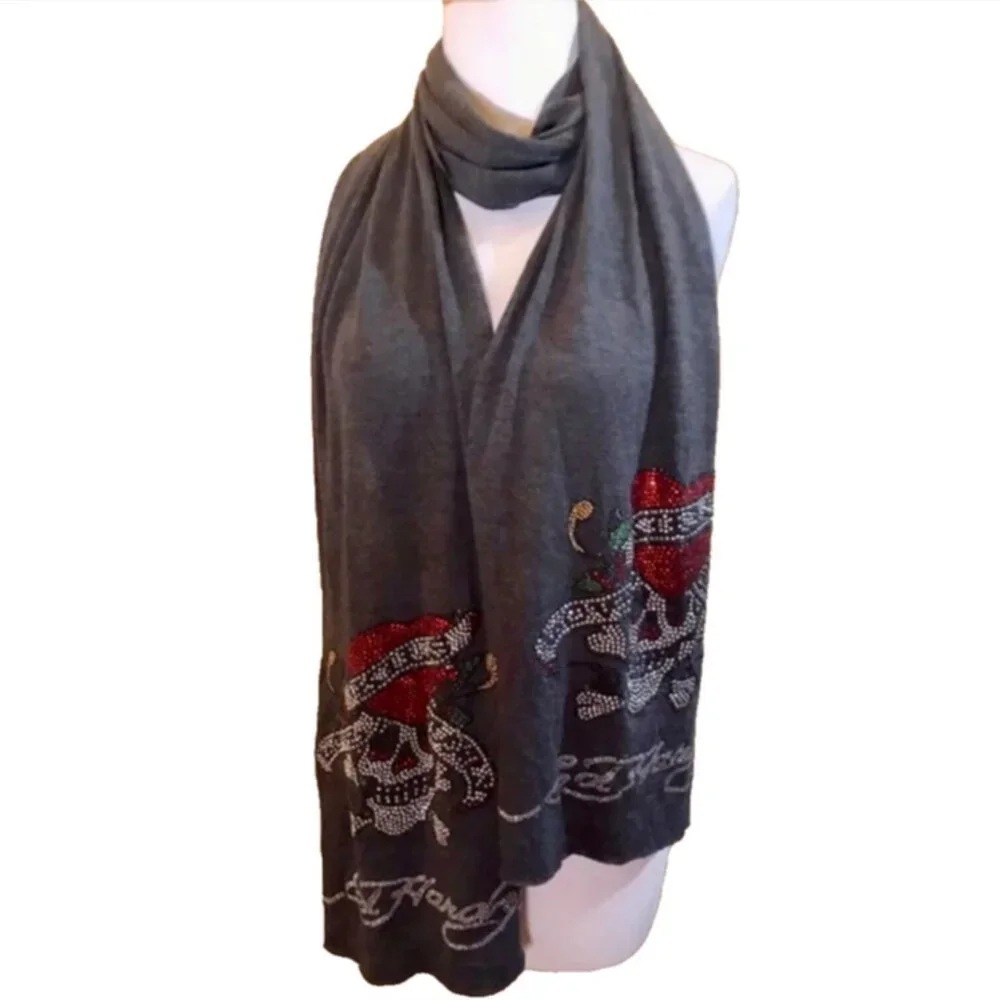 NWOT Vintage Y2K Ed Hardy Rhinestone Scarf Wrap